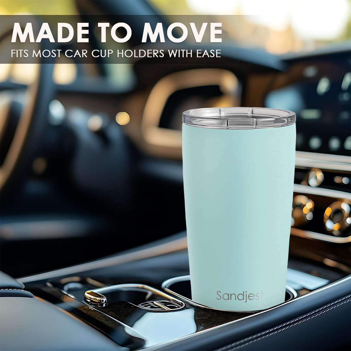 SANDJEST Vaso de acero inoxidable de 20 onzas, taza aislada al vacío de doble pared con tapa, taza de café de viaje para mujeres, niñas, amigos, hermanas, cumpleaños, Navidad (turquesa pálido)