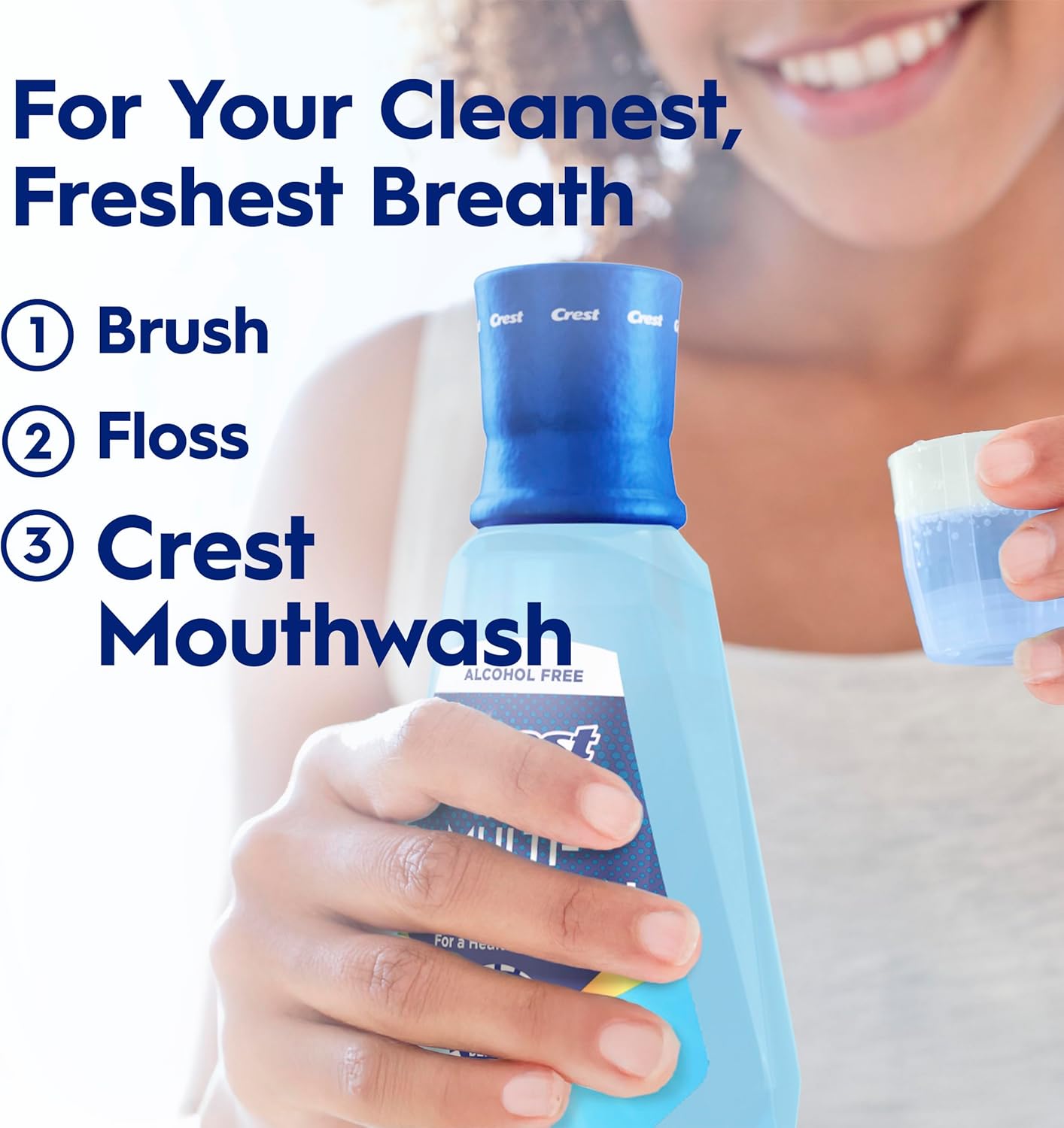 Crest Enjuague bucal Pro Health Multi-Protection, 1L, paquete de 2, beneficios 6 en 1, sin alcohol, reparación de esmalte, ambientador de aliento, anti caries, enjuague bucal con flúor, tratamiento para el mal aliento para adultos, contiene CPC