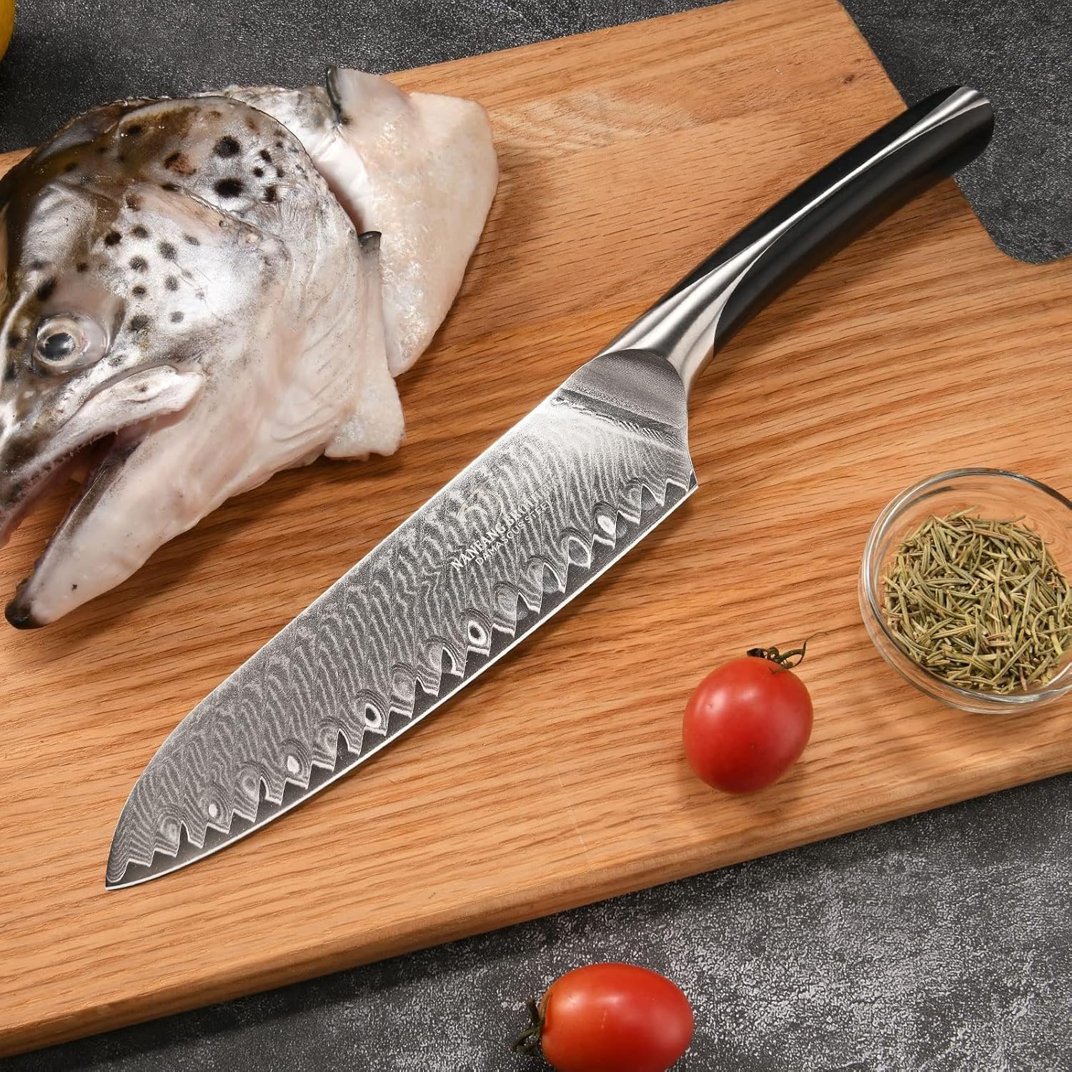 Santoku Knife, Gyuto Knife, Nanfang Brothers VG10+ Damascus, 67 Layers, Good Sharp, Multifunctional, Cooking Utensil, Meat, Vegetables, and Fruits, For Home Use, Commercial Use, (ABS Handle) Santoku