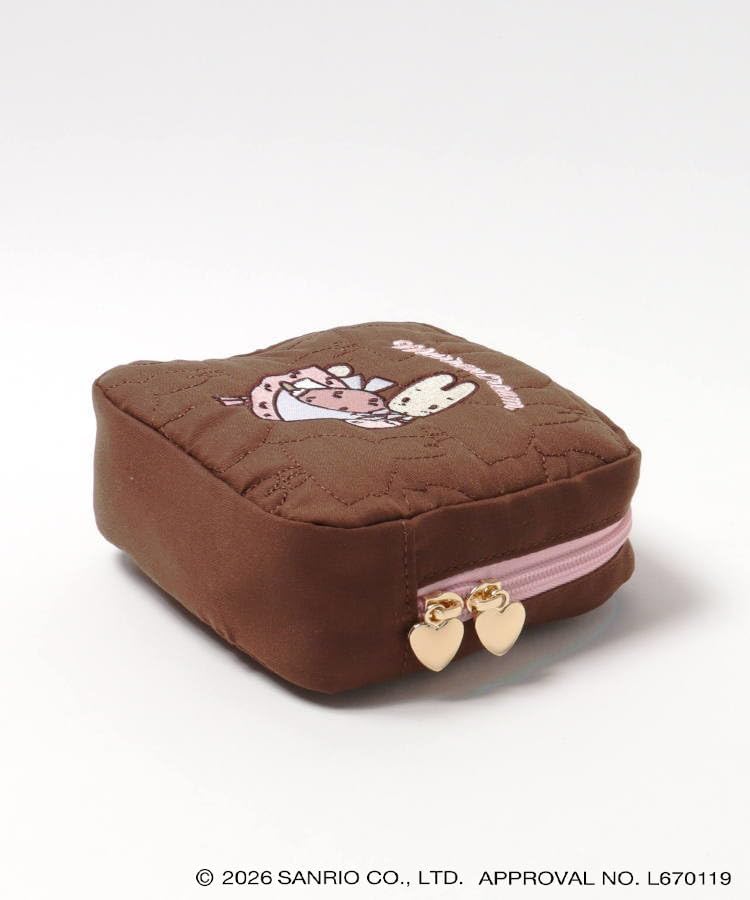Bleu Bleuet Sanrio Quilted Pouch, Sanrio Characters, Cosmetic Pouch, Makeup Pouch, Large Capacity, Retro, Braun