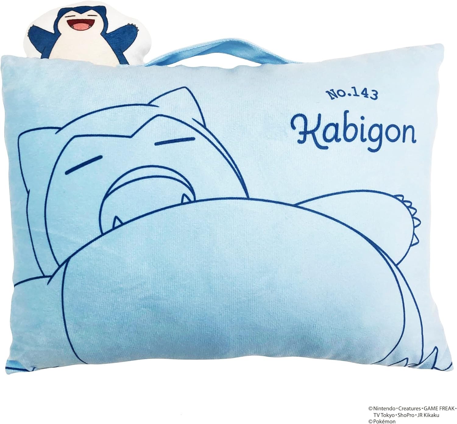 MORiPiLO Plush Pillow Pokemon KABYON (with Mascot) Handle Attached Compact Cushion Goods Stuffed Toy Nap Pillow 11 x 15.4 x 3.5 inches (28 x 39 x 9 cm) Blue Character Pillow by Morishita