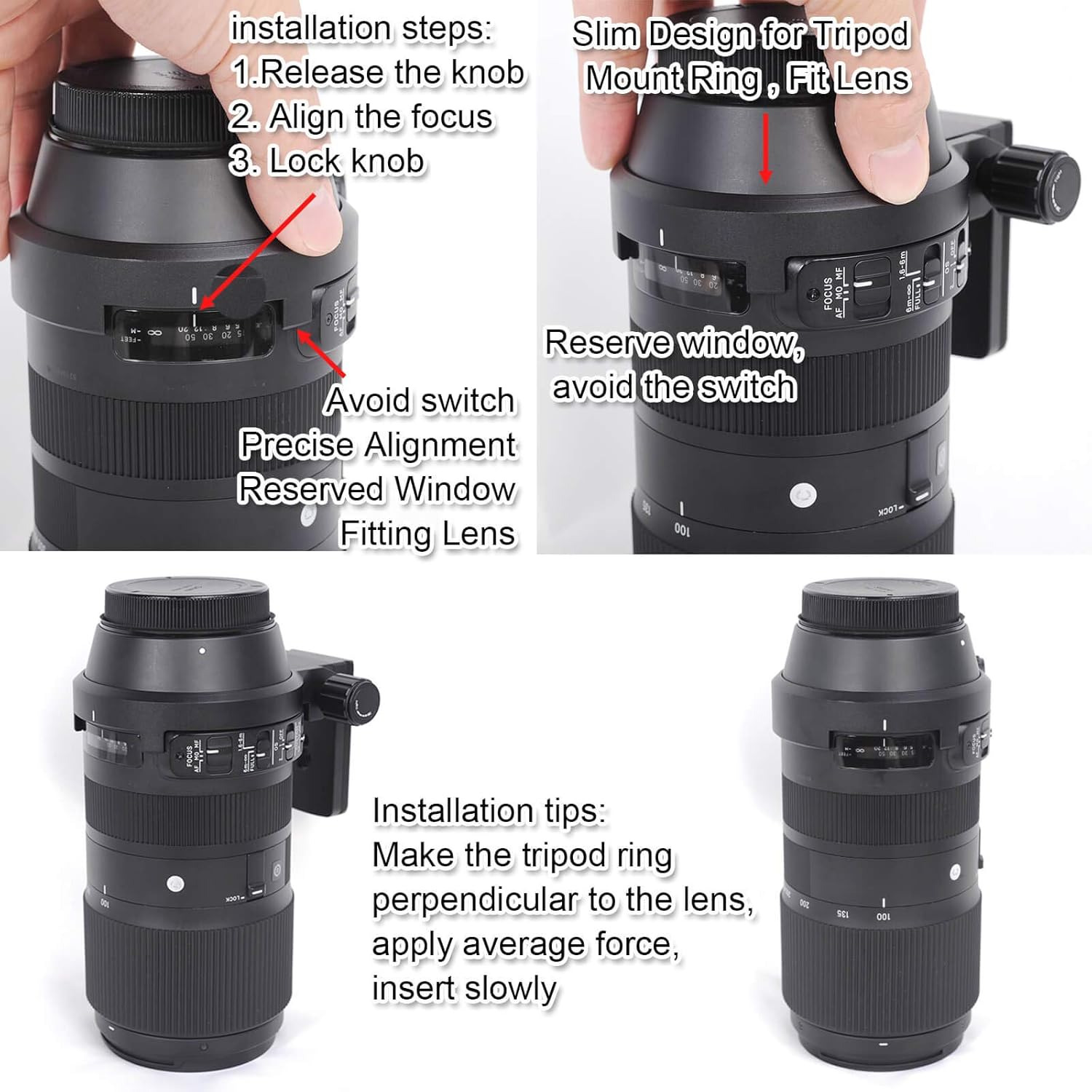 iShoot Ring Tripod Mount, Lens Support Collar, Tripod Mount Ring for Sigma 100-400mm f/5-6.3 DG OS HSM Contemporary Lens (for Canon EF Nikon F Mount), with Quick Release Plate, Fits ARCA-SWISS, KIRK,