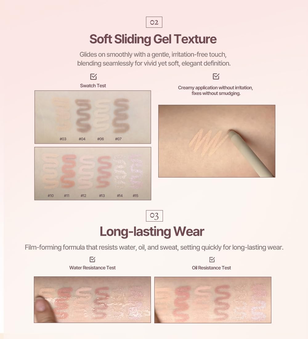 Heart Percent Dot On Mood Gel Eyeliner Pencil Dote On Mood Gel Eyeliner Pencil Waterproof Pencil Eyeliner / Tear Bag / Eyebrow / Concealer High Density Shadow Built-in Sharpener (03. Light Beige)