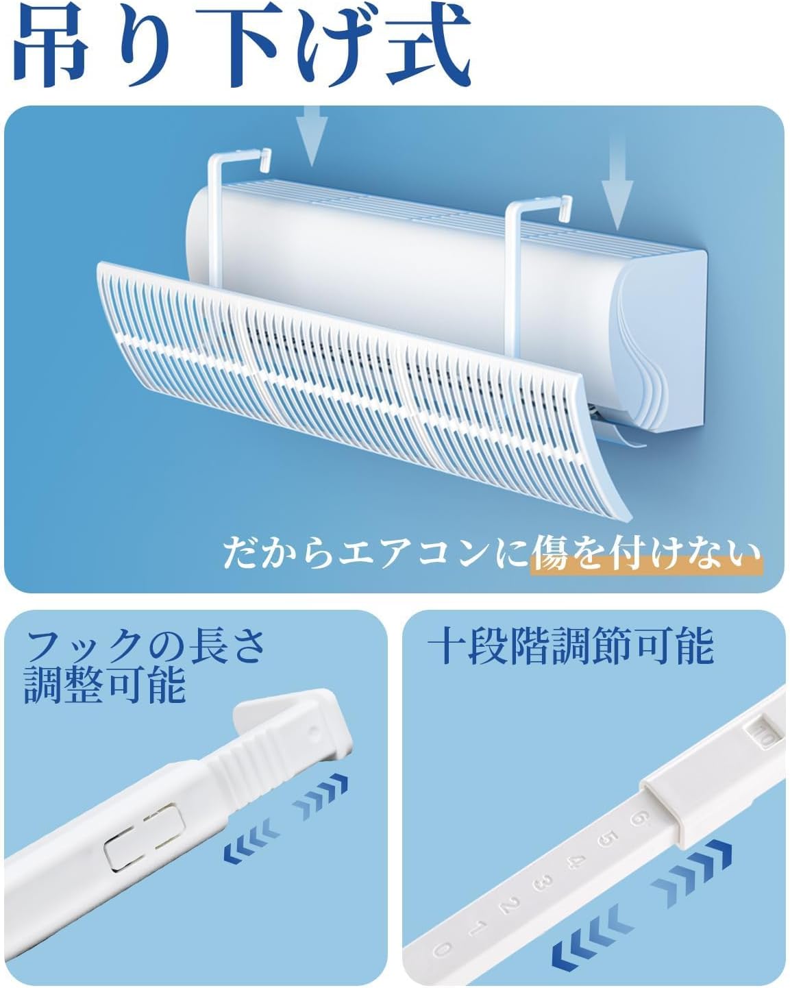 Air Conditioner Wind Shield Cover, Compatible with Heating, Drying, Saving on Heating Costs, General Use on Air Conditioning Louver, Protection Against Direct Wind, 180° Wind Direction