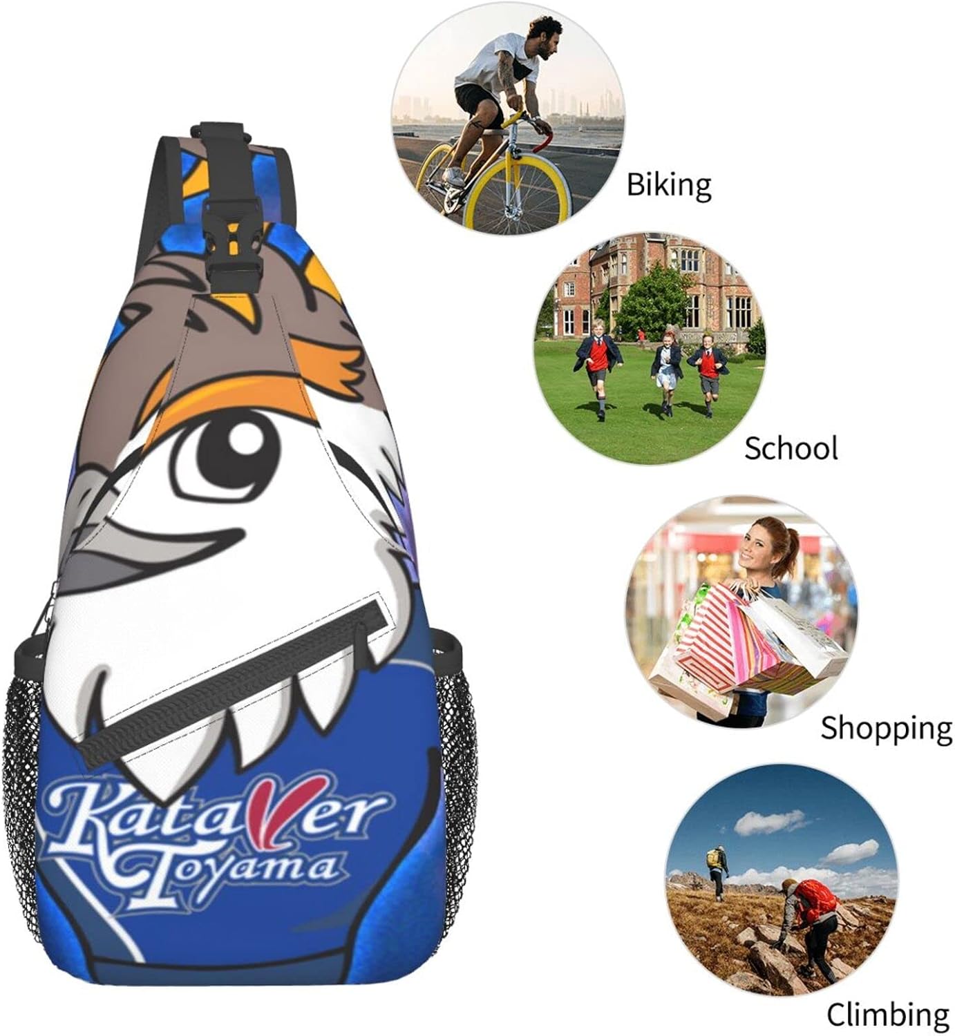 Catare Toyama Shoulder Bag, Large Capacity, Shoulder Bag, Crossbody Bag, Work Commute, School, Travel, Events, Anime, Moe Goods, Multifunctional, Lightweight, Unisex, Gift, Sports School Bag, Backpack