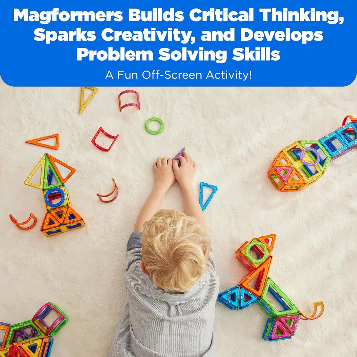 MAGFORMERS 62 Piece Designer Set, Magnetic Blocks, Educational Toy for Creativity