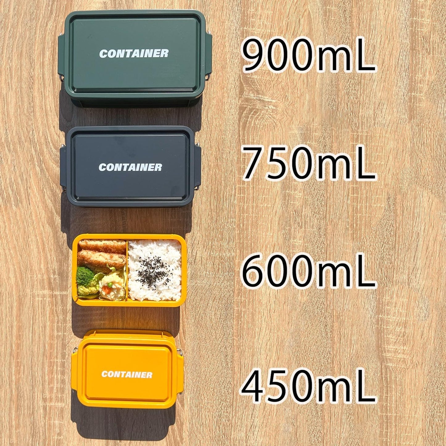 OSK Bento Box, Container Lunch Box with Divider, Yellow, 600ml, Made in Japan, Dishwasher Safe, Microwave Safe, Stain Resistant, Antibacterial, 2-Point Lock, Gasket Included, Leak Proof, Stylish, Cute