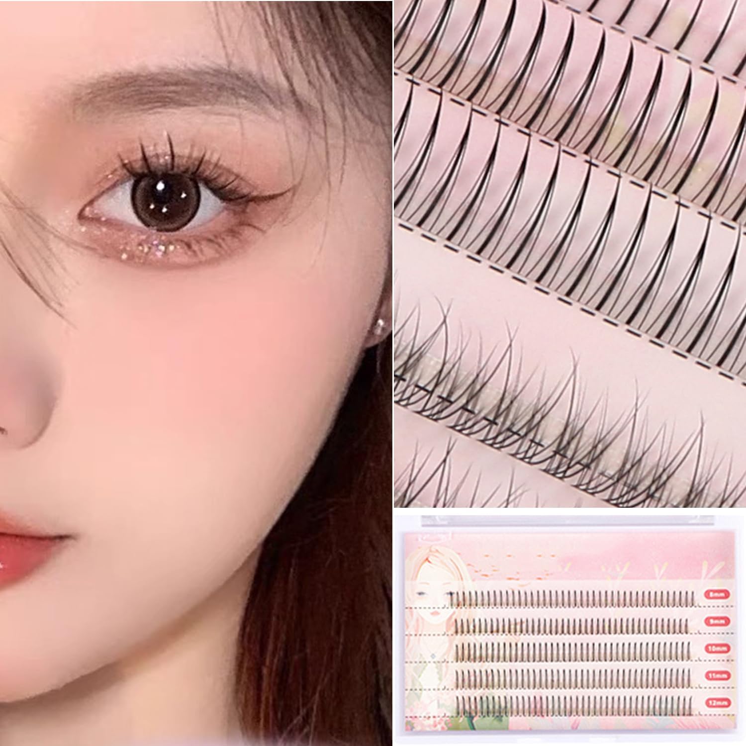 YOVOY Partial False Eyelashes, Natural, Popular, Partial False Eyelashes, Point False Eyelashes, Pine Extensions, Large Capacity, Beginners, Professionals (Bottom Eyelashes, A-Shape, Fishtail Type)
