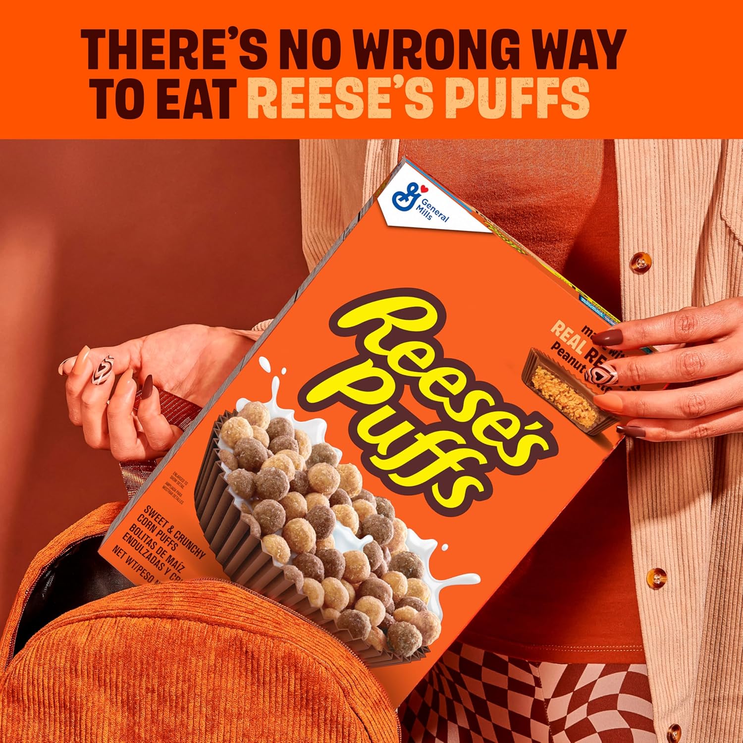 REESE’S PUFFS Chocolatey Peanut Butter Cereal, Kid Breakfast Cereal, Giant Size, 29 oz