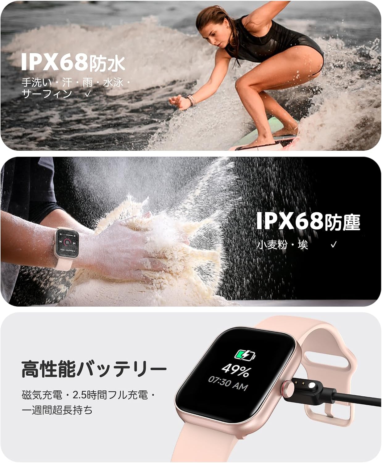 Smartwatch, iPhone and Android Compatible, Bluetooth 5.3, Calling Function, Alexa Compatible, Incoming Calls, Message Notifications, 1.91 HD Large Screen, Activity Tracker, Sleep Monitor, Pedometer,