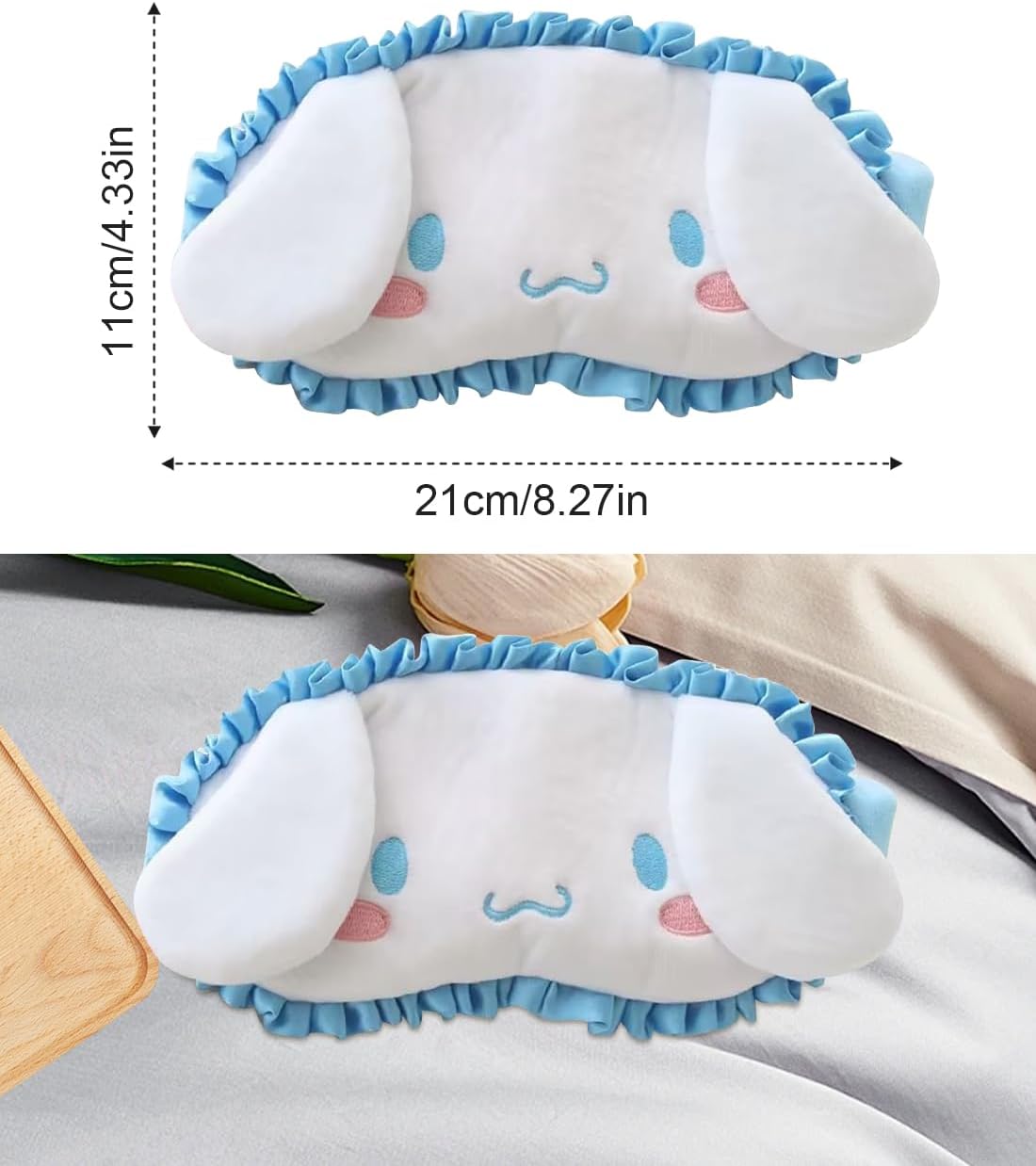 GHDVOP Cinnamoroll Eye Mask, Interesting, Anime Goods, For Sleeping, Cute, Characters, Fluffy, Good Sleep, Light Shade, Lightweight, Blindfolded, 99.99%, Breathable, No Pressure, Soft, Kids, Light