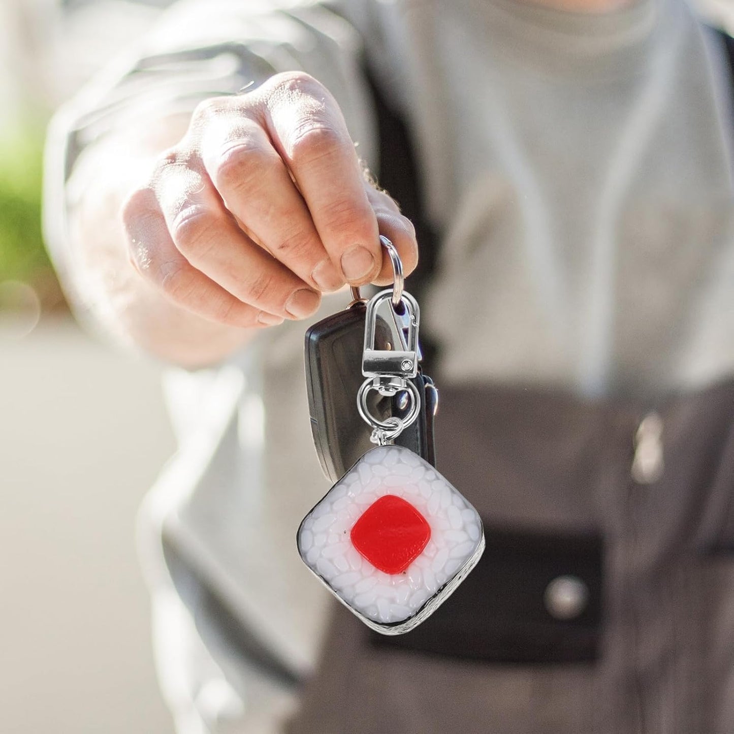 PACKOVE Pack of 3 Sushi Keychain Red Tuna Seaweed Plum Onigiri Bag Charm Keyring Backpack Accessories for Daily Decoration