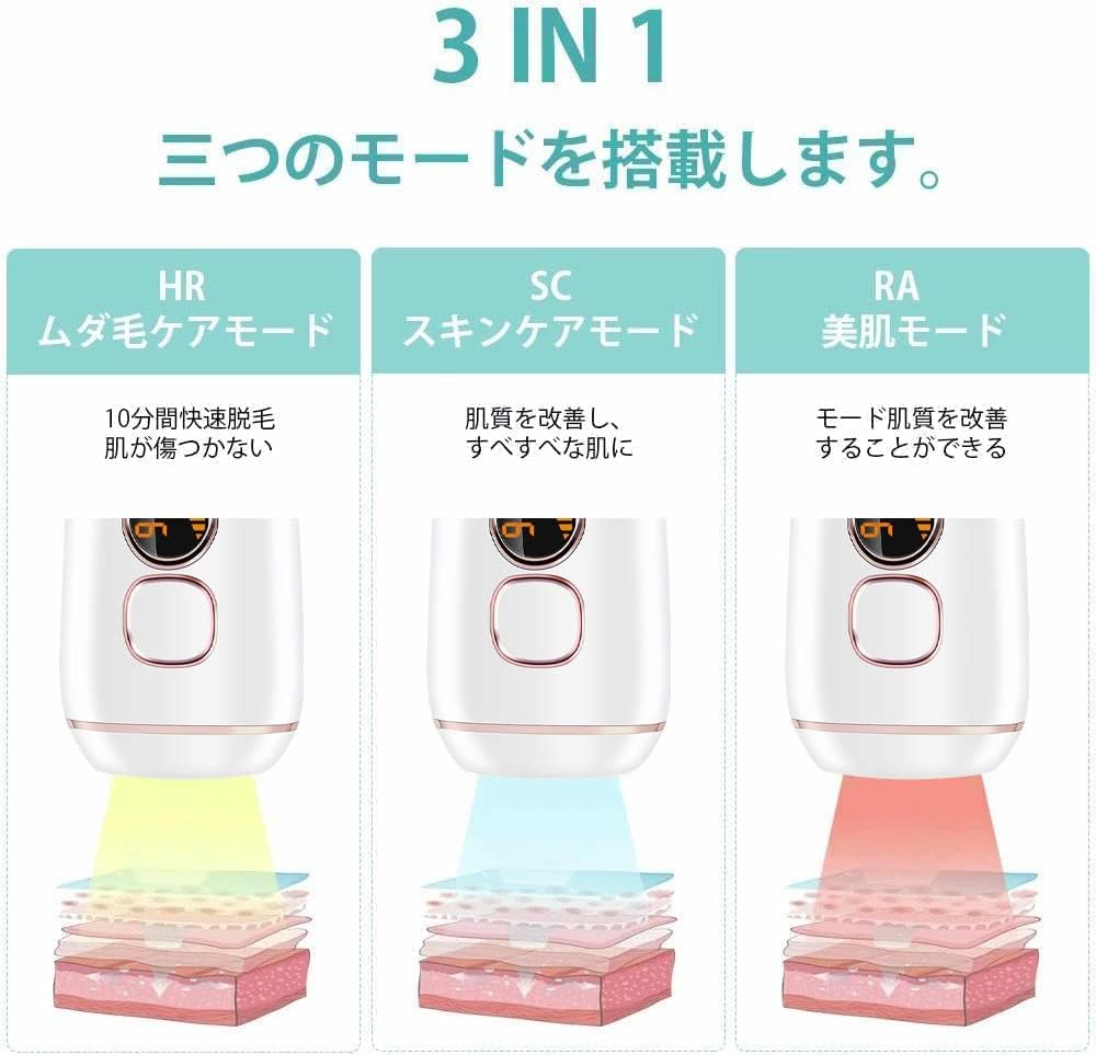 Epilator, Sapphire Cooling Sensation Epilator, Light Epilator, IPL, Whole Body Hair Removal, 990,000 Irradiation, Continuous Irradiation, Household Epilator, Light Epilator, Beauty Device, VIO