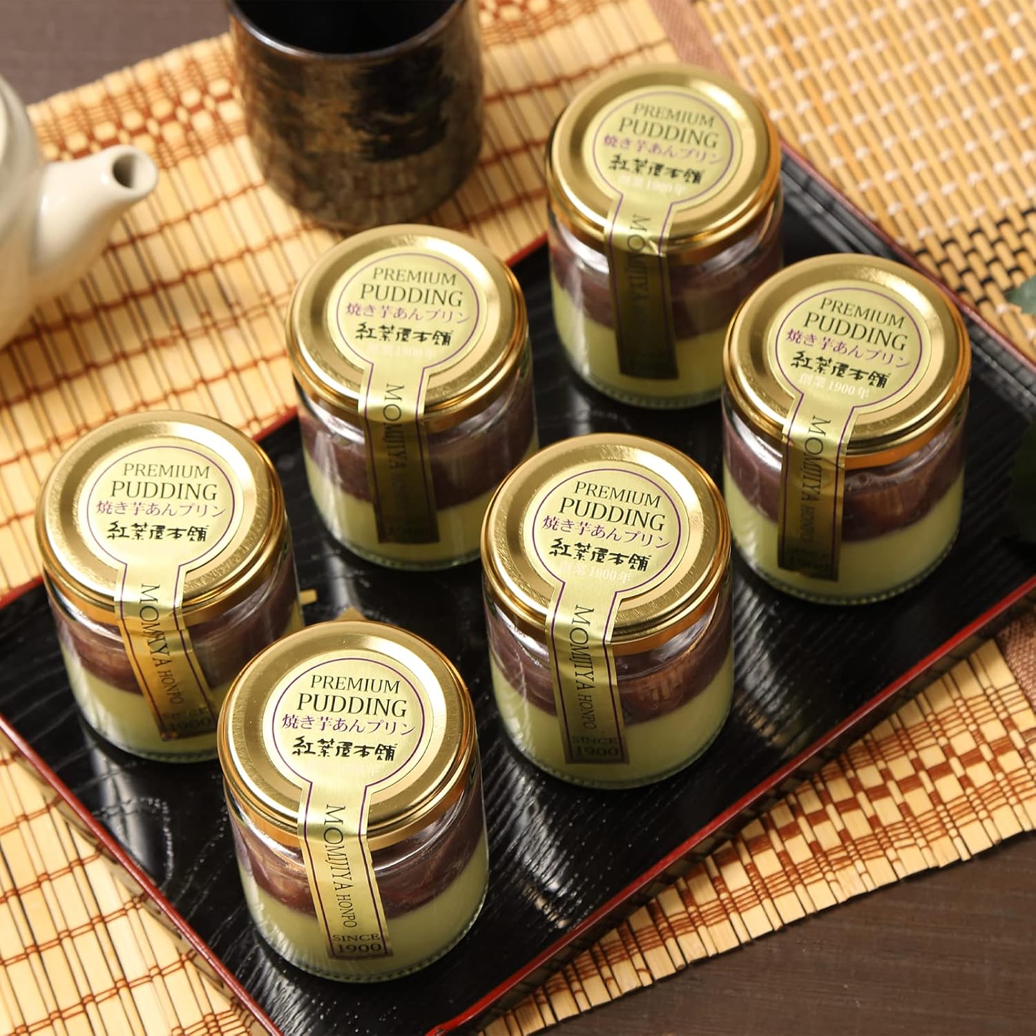 Japanese Style Premium Baked Sweet Potato Anmitsu Pudding (1 Box 6 Pieces) (100g×6 Pieces) [Specialty from the Established Anmitsu Shop] | High-Quality Anmitsu, Baked Sweet Potato, Gift Pudding
