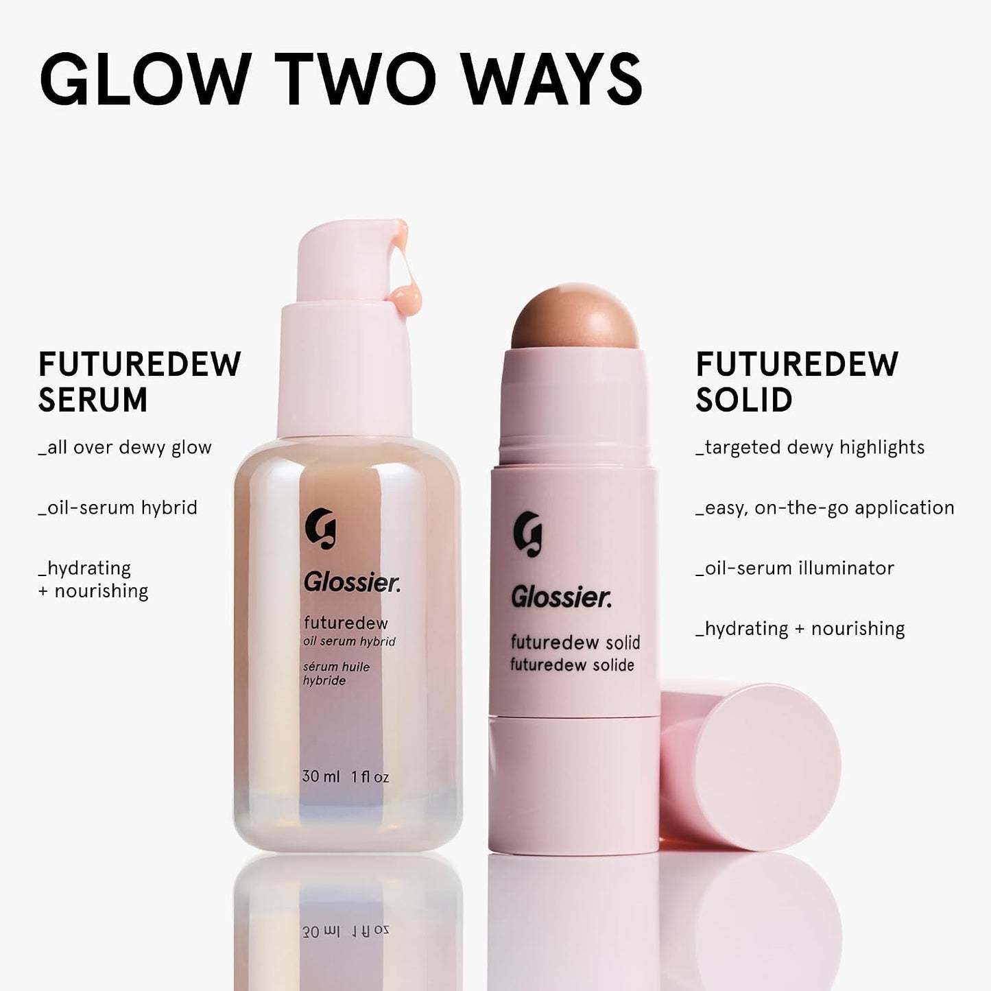 Glossier Futuredew - Hydrating Makeup Primer, Highlighter & Skincare Serum + Nourishing Oils & Plant-Based Extracts - Enhancing Dewy Sun-Kissed Skin Glow, Up to 12Hr Longwear, Non-Comedogenic, 1fl oz