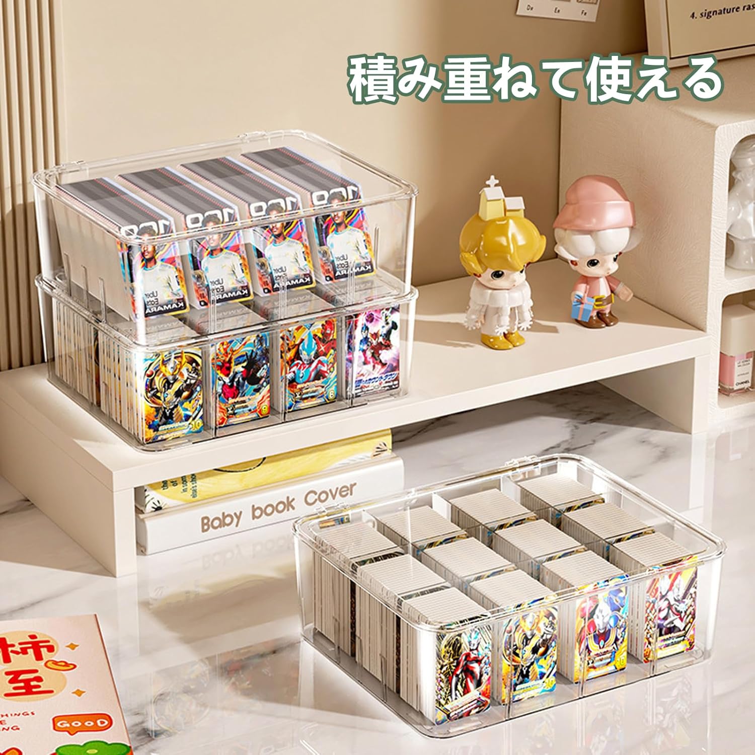 Yanubi Card Case, Large Capacity, Pokemon Card Case, Transparent, Removable Dividers, Storage Box, Card Box, Storage Case