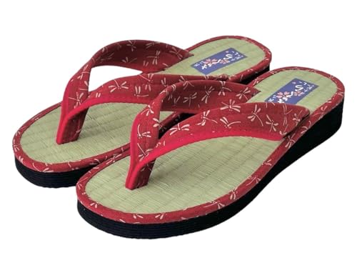 Daimyo Shokai Women's Thong Tatami Folding Sandals Japanese Pattern, Made in Japan