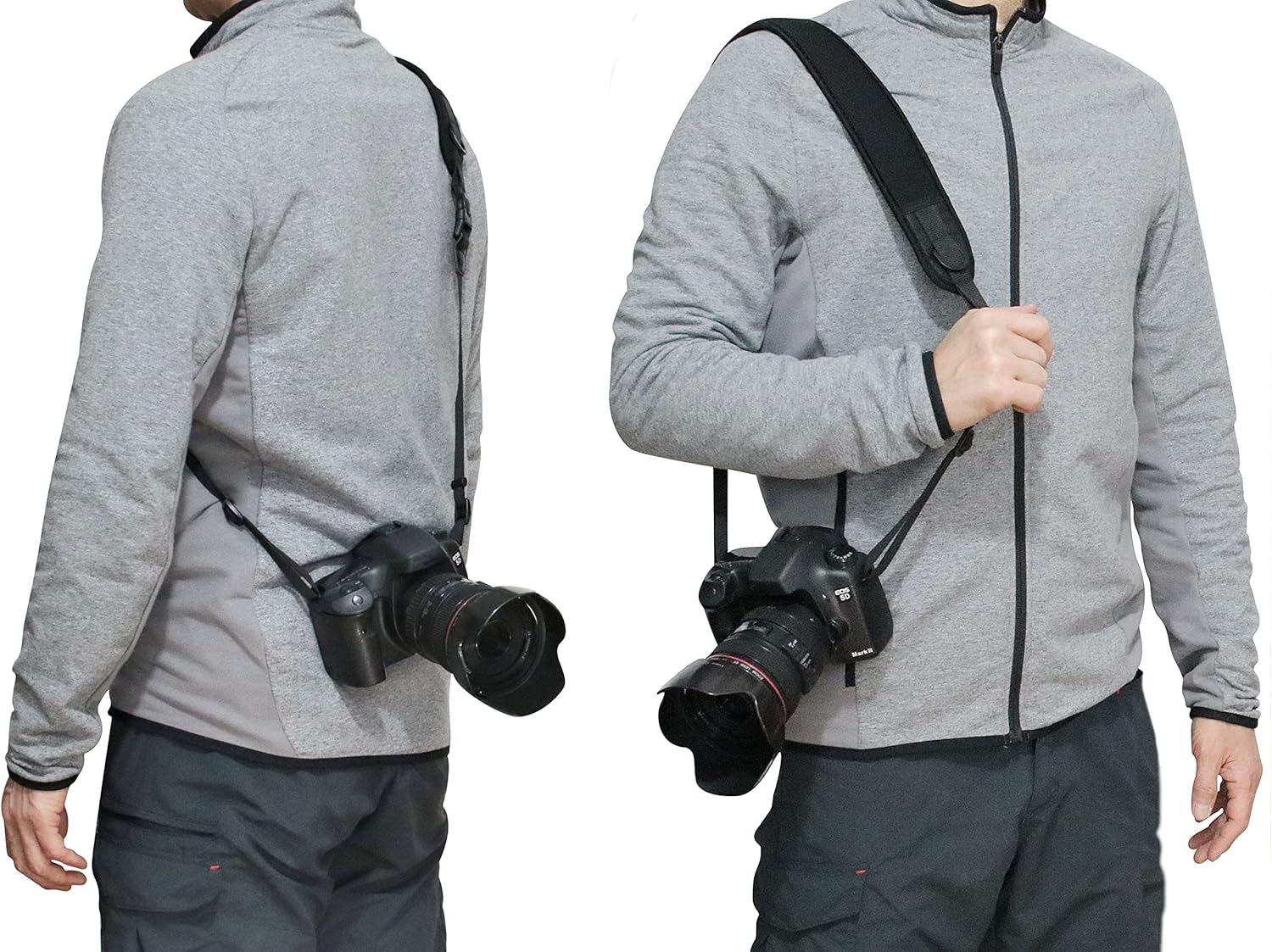 [La Tonsai] Camera Neck Strap, Elastic Air Cushion, Shoulder Strap, Shoulder Strap, Shoulder Pad, Quick Shooting, Tripod, Attachable, Removable, Buckle, Quick Release, Breakaway (BLACK), Black