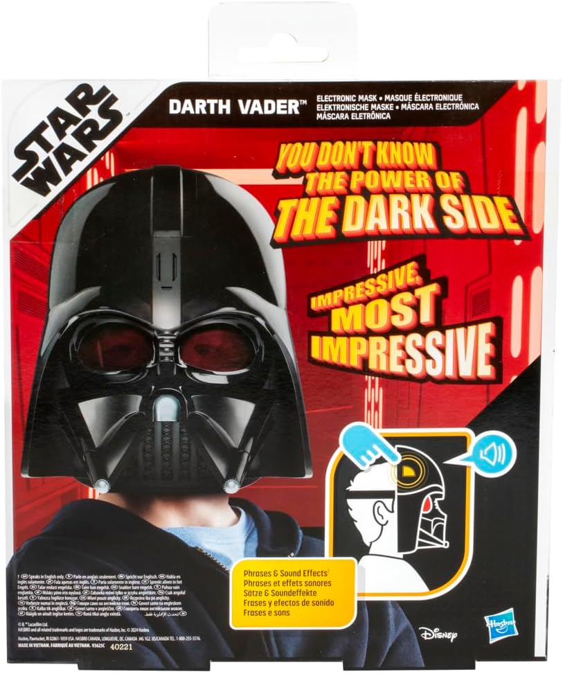 STAR WARS Darth Vader - Máscara electrónica con frases y efectos de sonido, disfraz para niños, juguetes para niños y niñas de 5 años (exclusivo de Amazon)