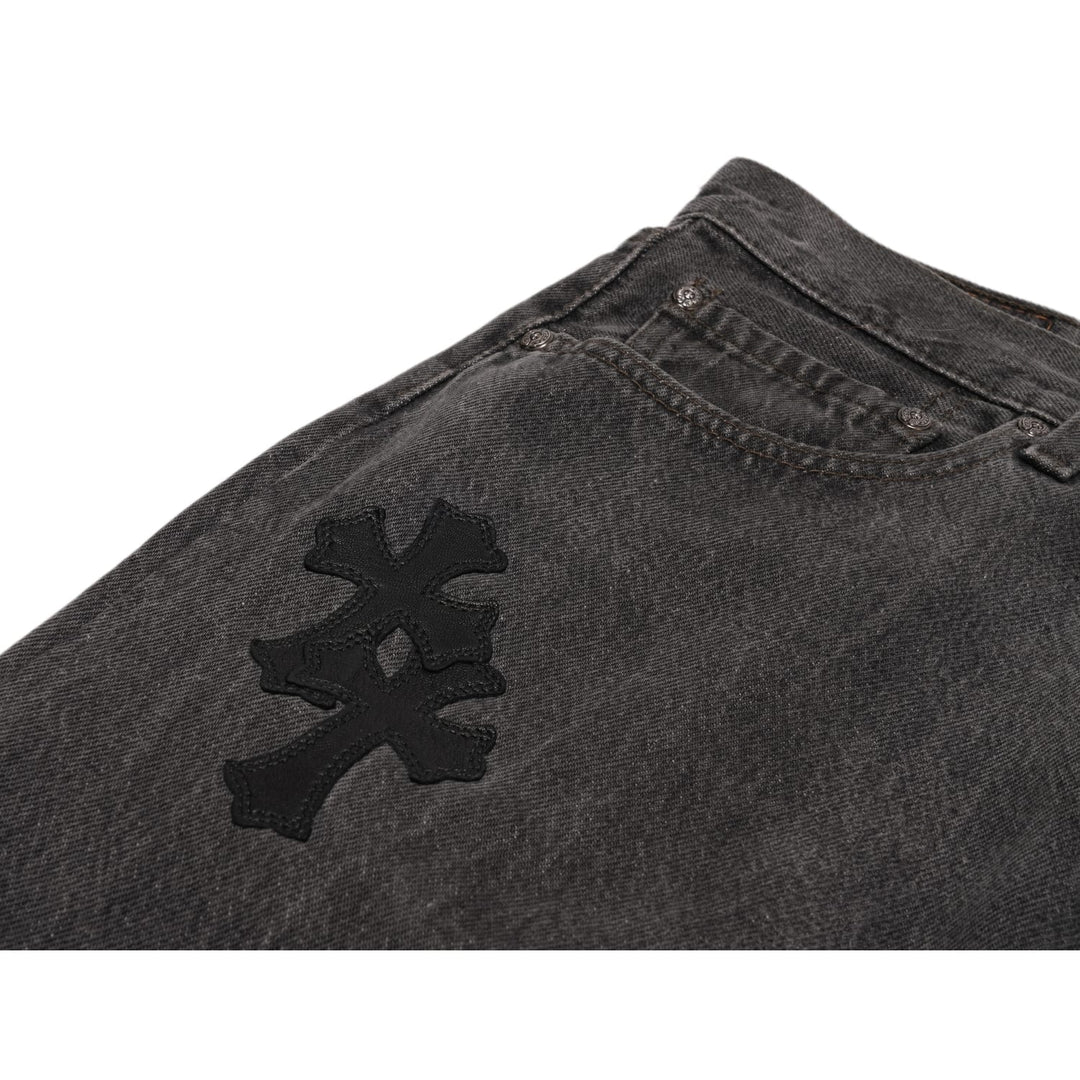 CHROME HEARTS '20 PATCH' WASHED BLACK JEANS