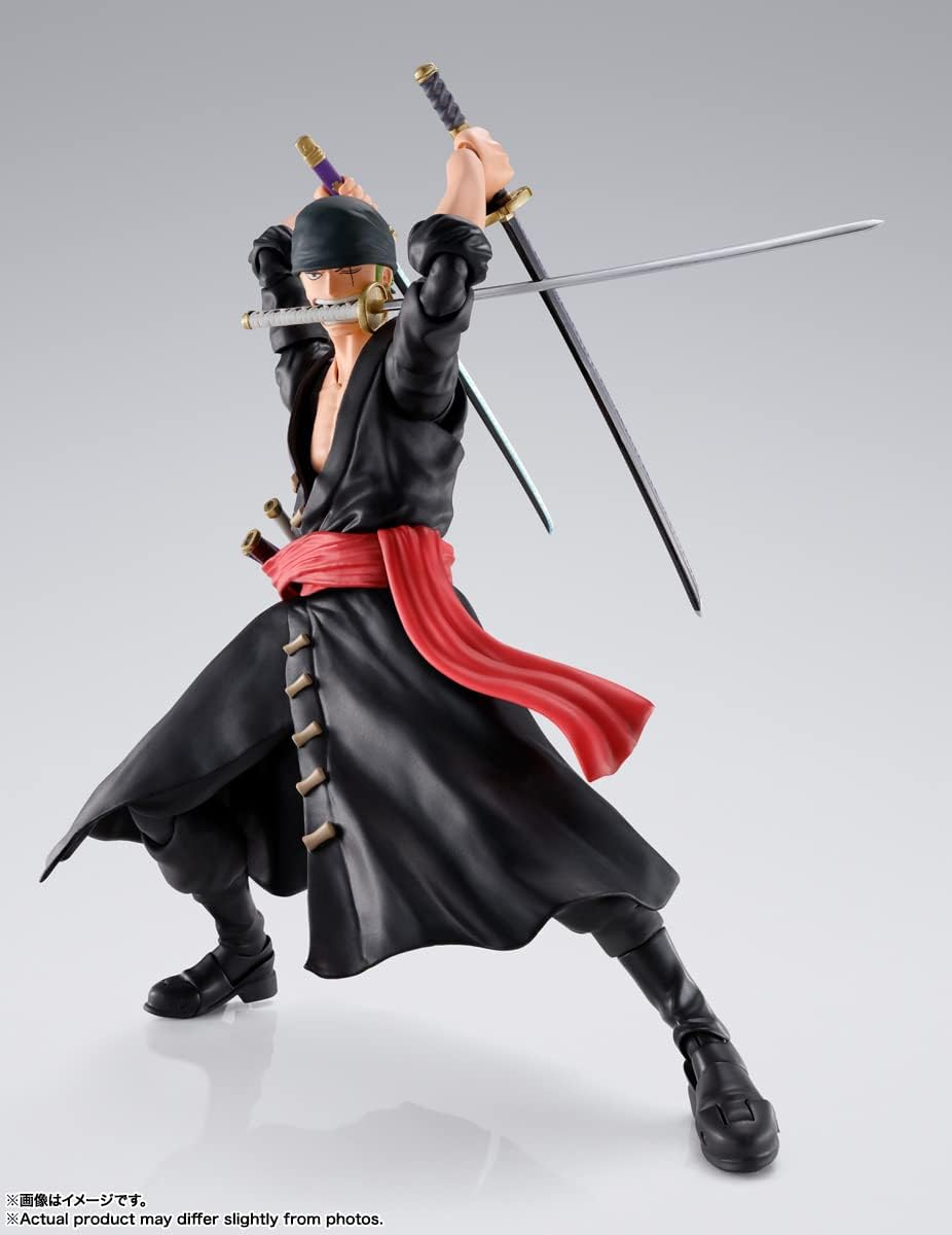 BANDAI SPIRITS S.H. Figuarts ONE PIECE Roronoa Zoro - Onigashima Invasion - Approx. 5.9 inches (150 mm), ABS & PVC, Pre-painted Action Figure