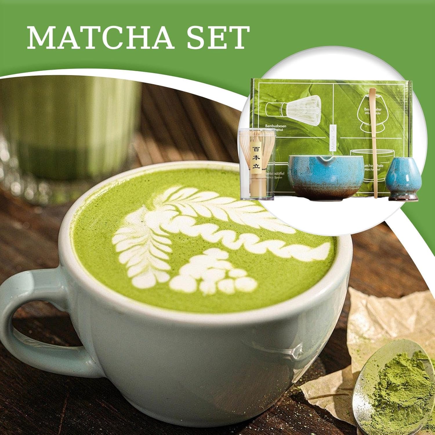 Matcha Tea Set, Tea Ceremony Kit - 4 Piece Traditional Tea Utensil Set for Girls, Men, Women, Home Use, Birthday, Christmas, Gift, Present, Celebration, Anniversary, Japanese Style, Handmade, Beginner