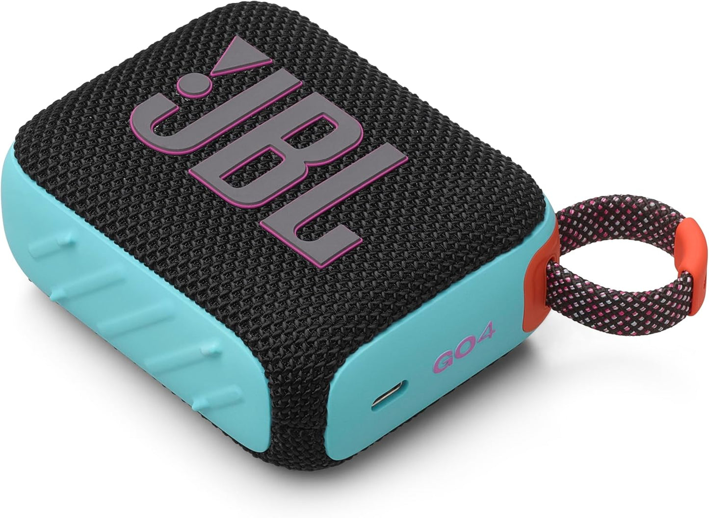 JBL Go 4 Portable Bluetooth Speaker, USB-C Charging, IP67 Dustproof and Waterproof, App Compatible, Passive Radiator, Funky Black (JBLGO4BLKO)
