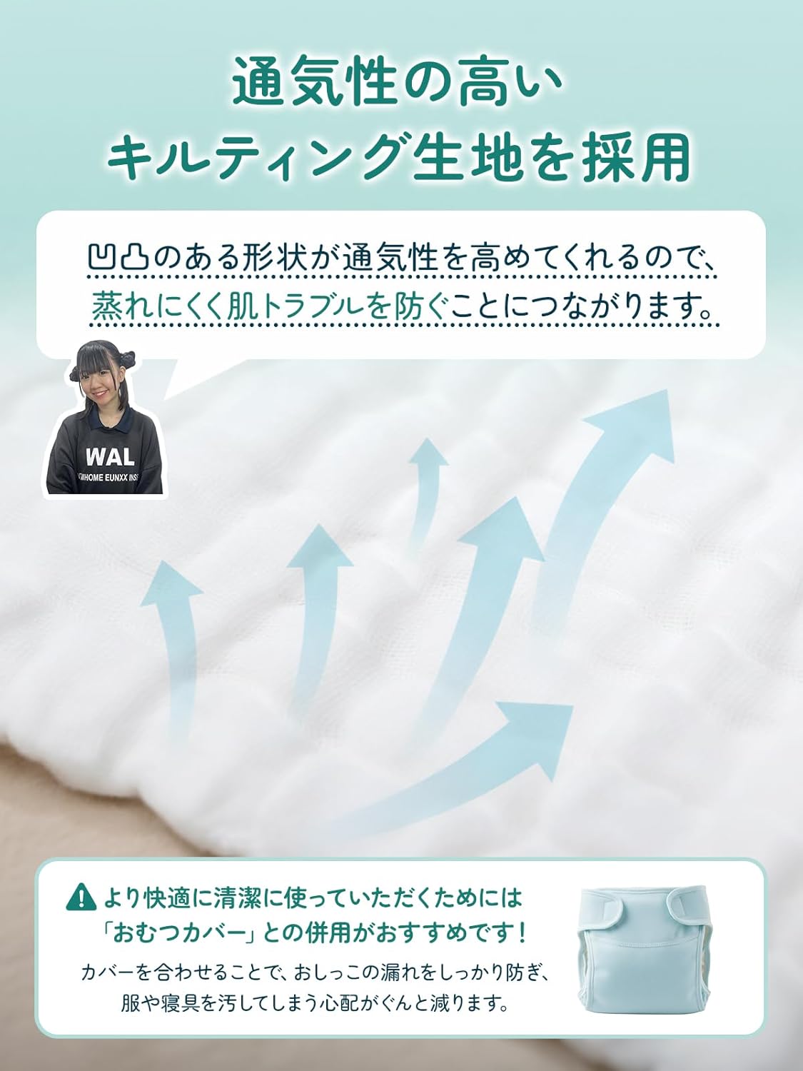 【Babysitter-Supervised】 Cloth Diapers (10-piece Set) "Skin-friendly Organic Cotton 100% x 12-layers for Strong Absorption" (Cotton・Petit) (Small)