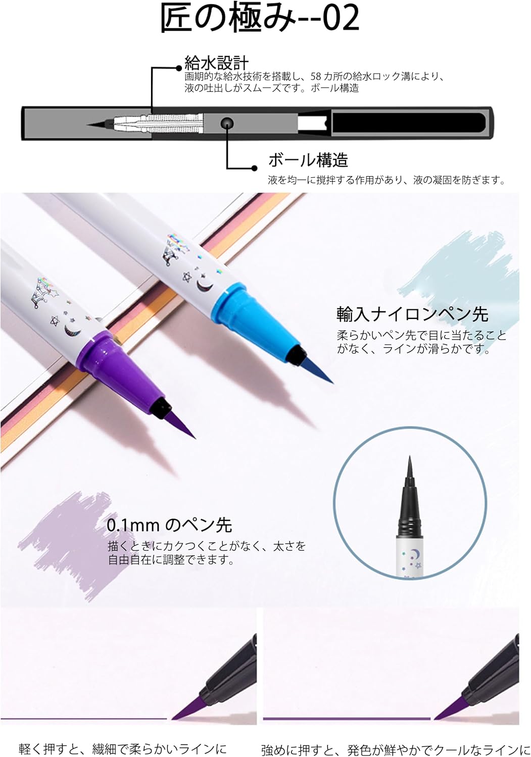 Erinde Color Eyeliner, 7 Colors Liquid Eyeliner, #01 Black, Eyeliner Pencil, Eye Line, No Falling, Extra Fine, Waterproof, Sweat Proof, Kaiko Eyeshadow Pen, Long Lasting, For Beginners