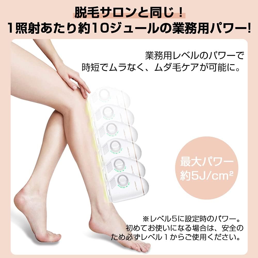 SLuB Sapphire IPL Light Epilator, 600,000 Irradiation, 5 Levels Adjustable, Light Beauty Device, Home Epilator, Skin Beauty Function, Ice Sense Care, Unisex, Whole Body Hair Removal (White)