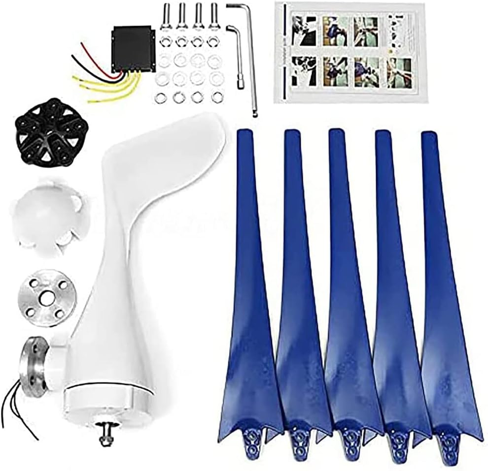 風力タービン、風力タービン発電機キット5ブレード、船舶用充電コントローラー付き風力発電機キット、12V(12V)