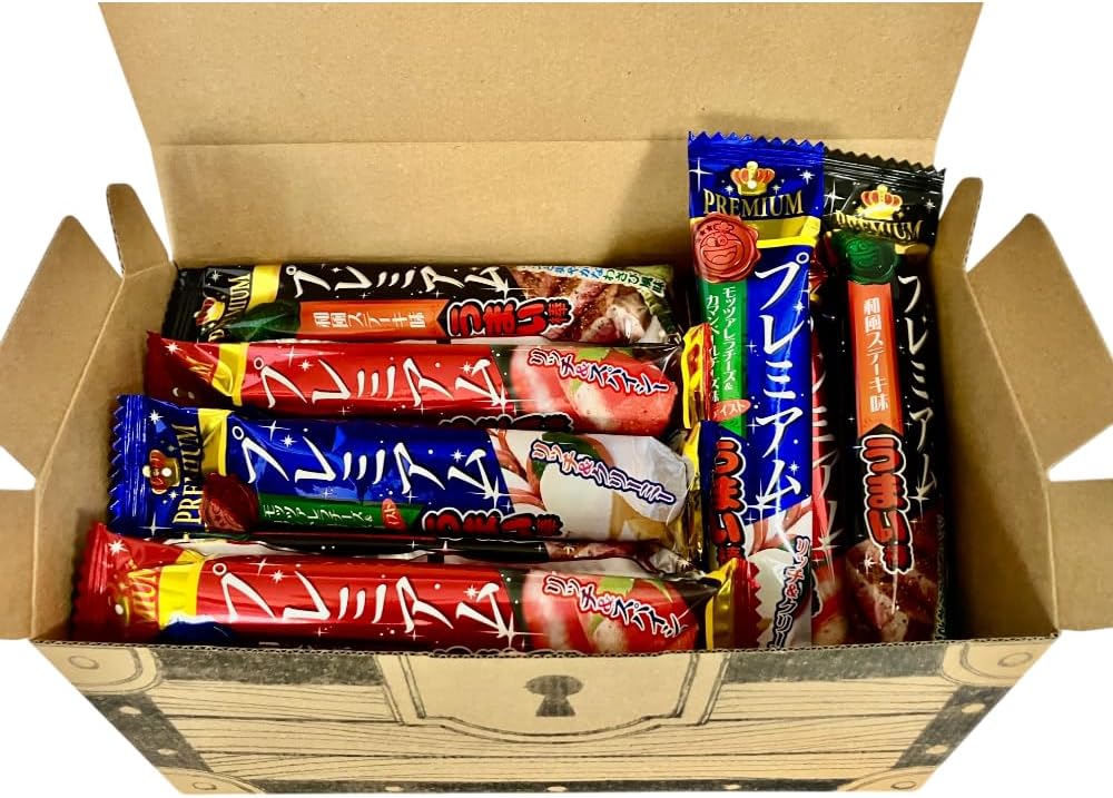 【Premium】Premium Umaibo Only, Total 30 Sticks, Treasure Box Assorted Set, Yaokin/Japanese Steak Flavor/Mozzarella Cheese & Camembert Cheese Flavor/Mentai Flavor, Individually Wrapped Snacks, Gift