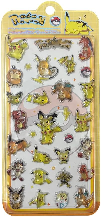 3D Pokemon Stickers, 4 Pieces, Relief Sticker Set, Pikachu Marshmallow Style, Tile, Notebook, Cute, Gift for Kids, Popular, Small Item