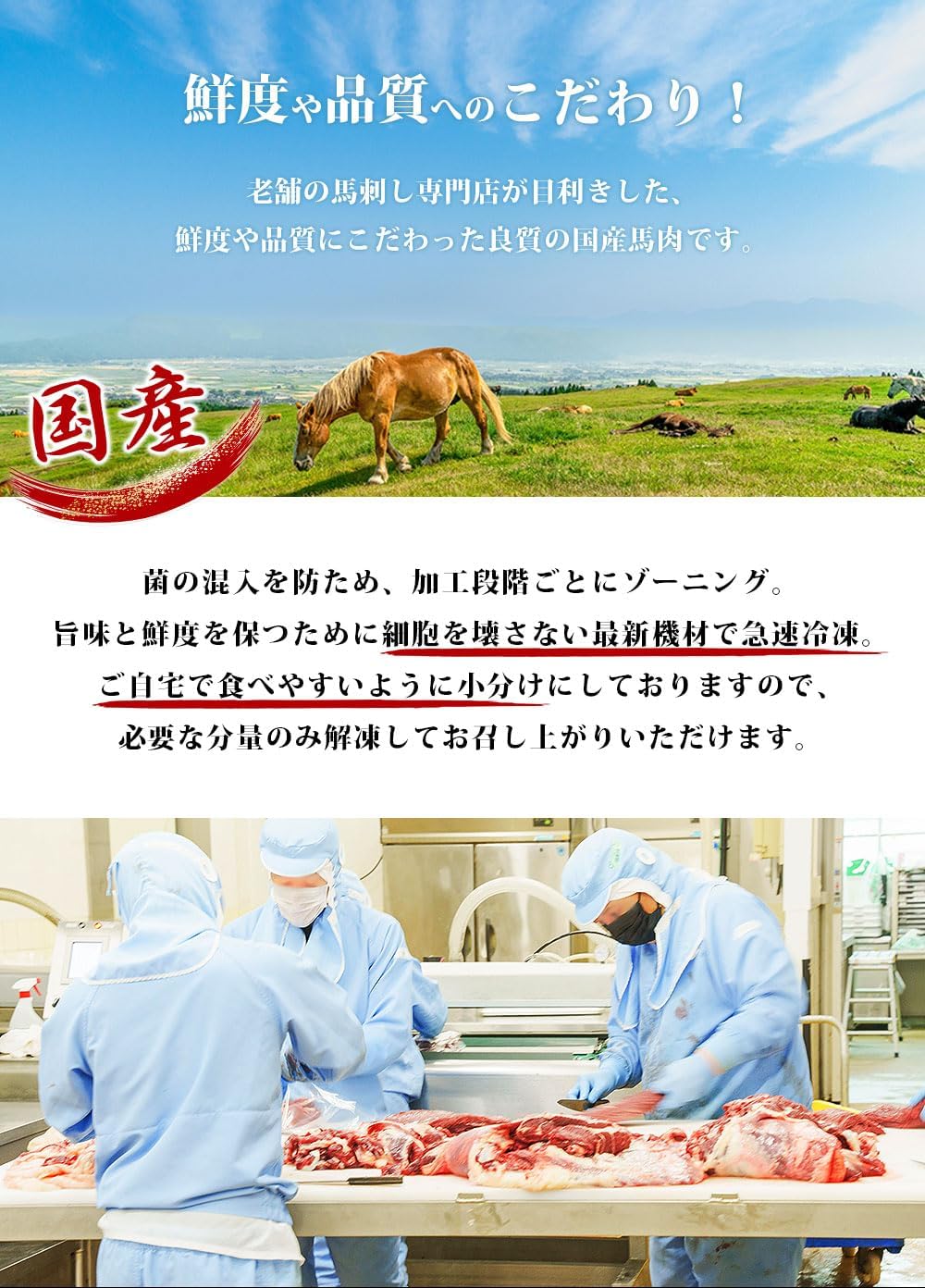 Ochugen Horse Sashimi, Kumamoto, Made in Japan, 10.6 oz (300 g) (3.5 oz (100 g) x 3 Packs), Premium Red Lean Horse Sashimi, with Small Soy Sauce Packets, Fresh, Raw Food, Horse Meat, Popular