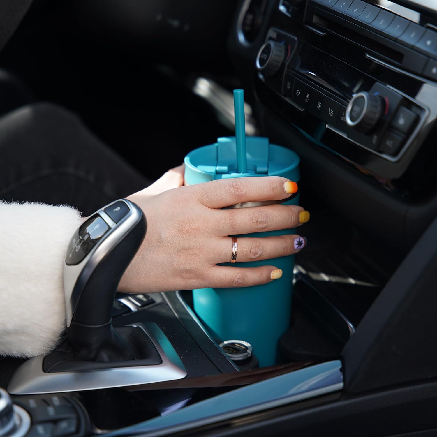 BJPKPK - Vaso de acero inoxidable con aislamiento, tapa y pajilla, taza de café para viaje, de 18 onzas, diseño de laguna