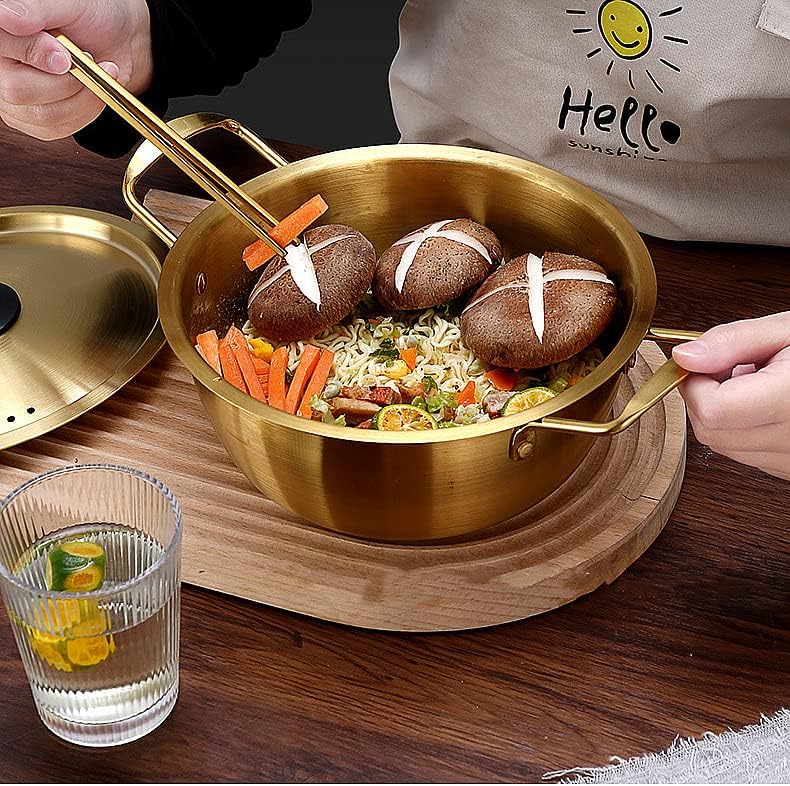 Two-Handed Hot Pot, Stainless Steel Product, Pot Dish, Tabletop, Induction Compatible, Lightweight, Pot Lid Included, 6.3 - 9.4 inches (16 - 24 cm), Small Pot, For Home Use, Commercial Use, Nabe-yaki