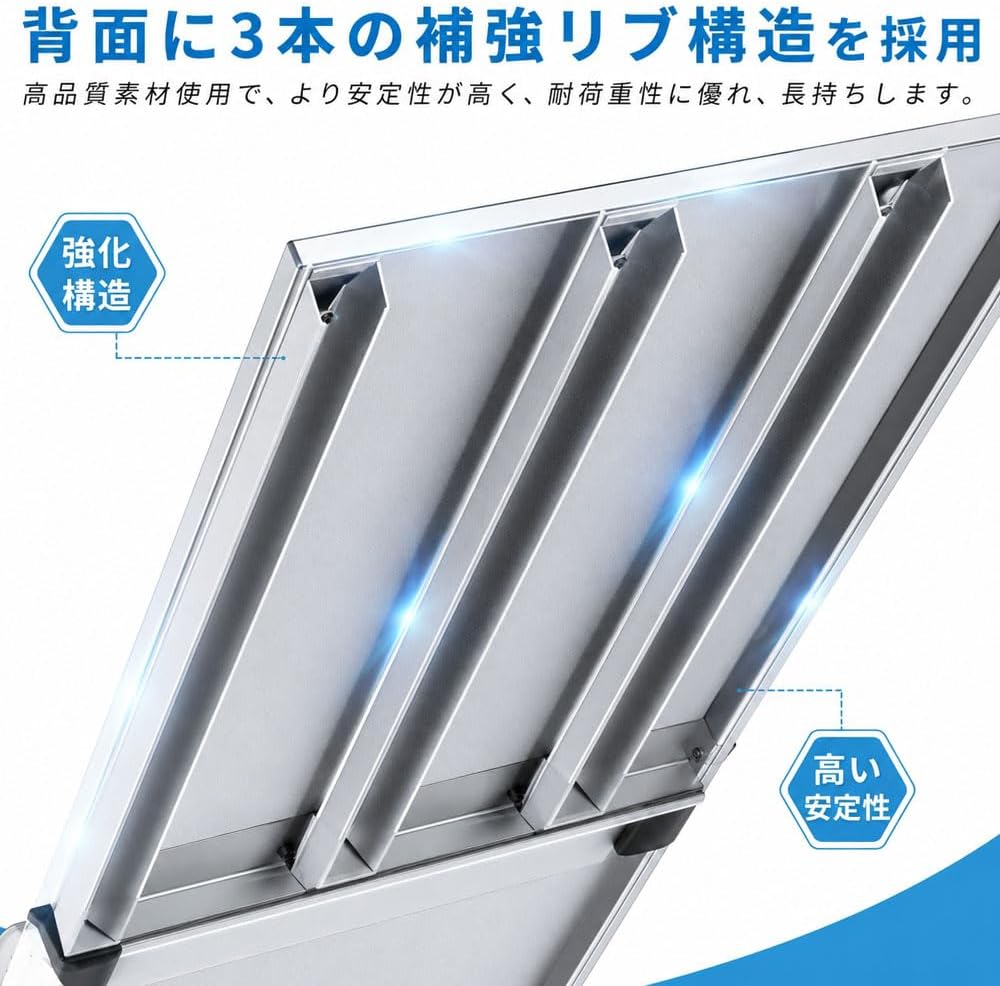 Aluminum Bridge Set of 2, Load Capacity 149.6 lbs (680 kg), Ladder Rail, Foldable, Bike Ramp, Aluminum Ladder, Claw Type Hook, Anti-Slip, Light Truck, Carriage, Farm Equipment, Dollies, Loading