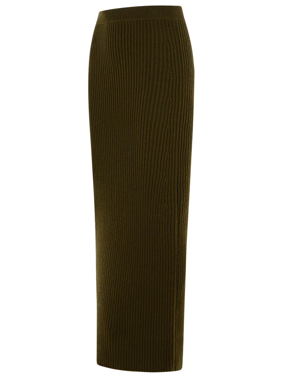 Max Max Mara 'Boris1234'モスグリーンウールとキャッシュミーアのシーススカート - Image 6