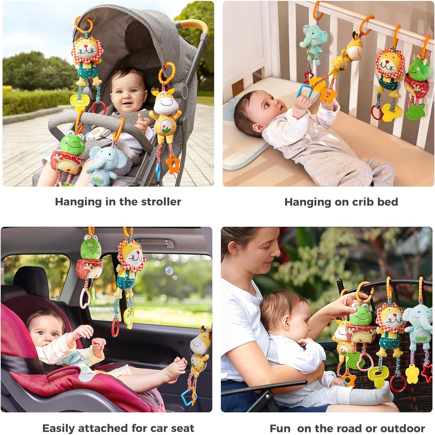 TUMAMA Baby Toys 0/3/6/9/12 Months Hand Bell Baby Rattle Soft Plush Early Development Stroller Toy Toddler Newborn Birthday Gift Pack of 4