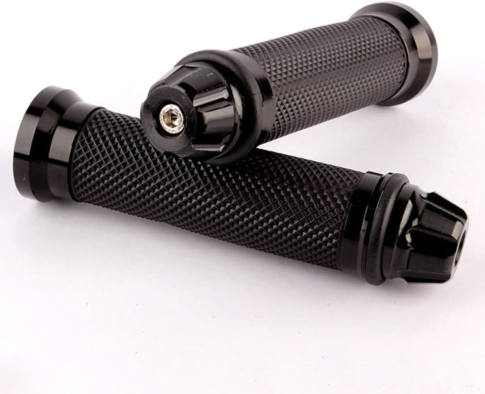Evomosa Motorcycle Grips, Universal Motorcycle Grips, Aluminum Handlebar Ends 0.9 inches (22.2 mm), CNC Hand Grip, Left and Right Set, Black