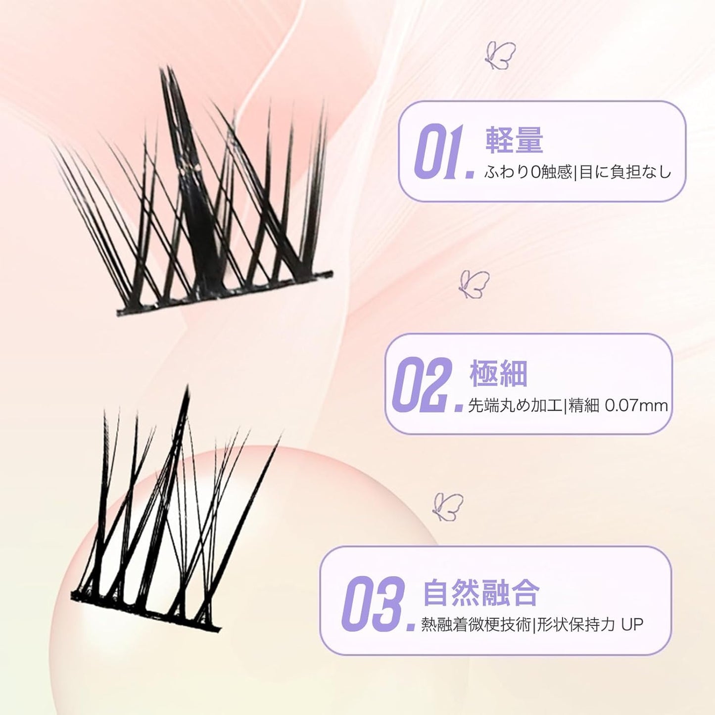 False Eyelashes, Black Color, Loose Curls, Triple-Part Curl Design, Eyelashes, Natural Flowing, Lightweight and Easy to Handle (03-Lazy)