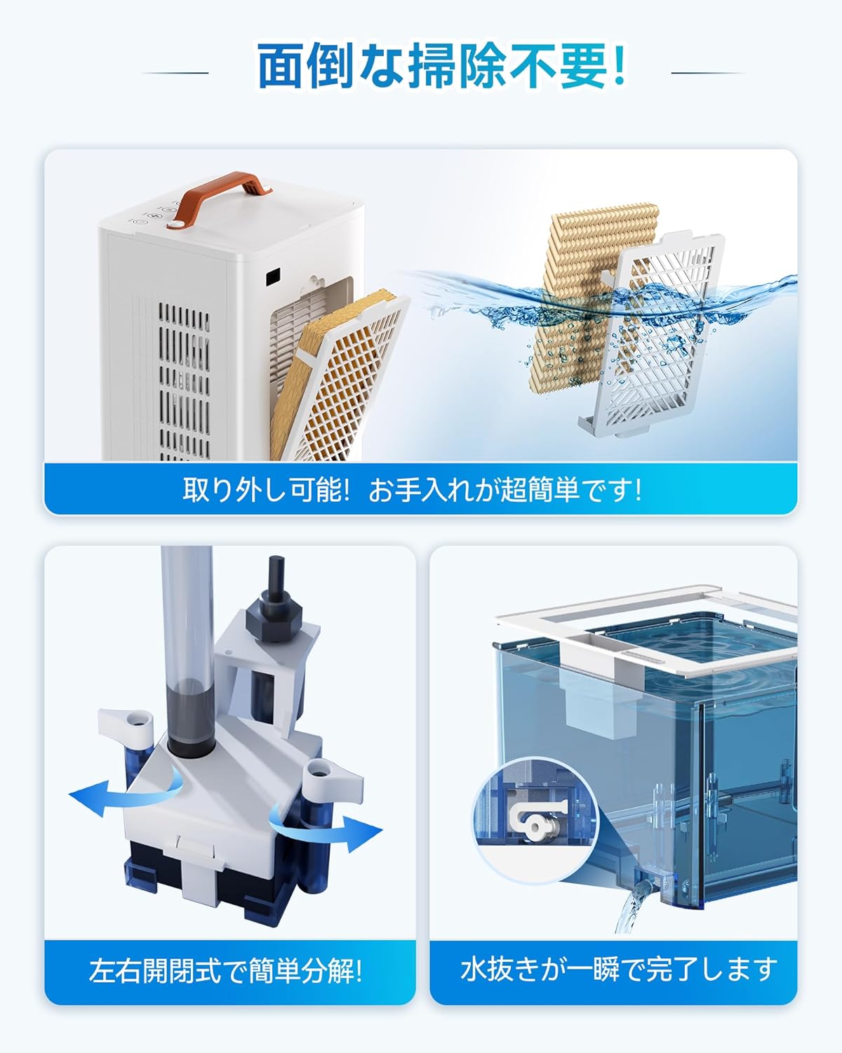 Cooling Fan, 2026 Industry Model (Three-Sided Air Absorption/Spot Cooler), Powerful Cooling, 2.8 gal (10 L) Large Capacity Water Tank + 6 Dedicated Cooling Packs, LED Touch Operation, 45 W