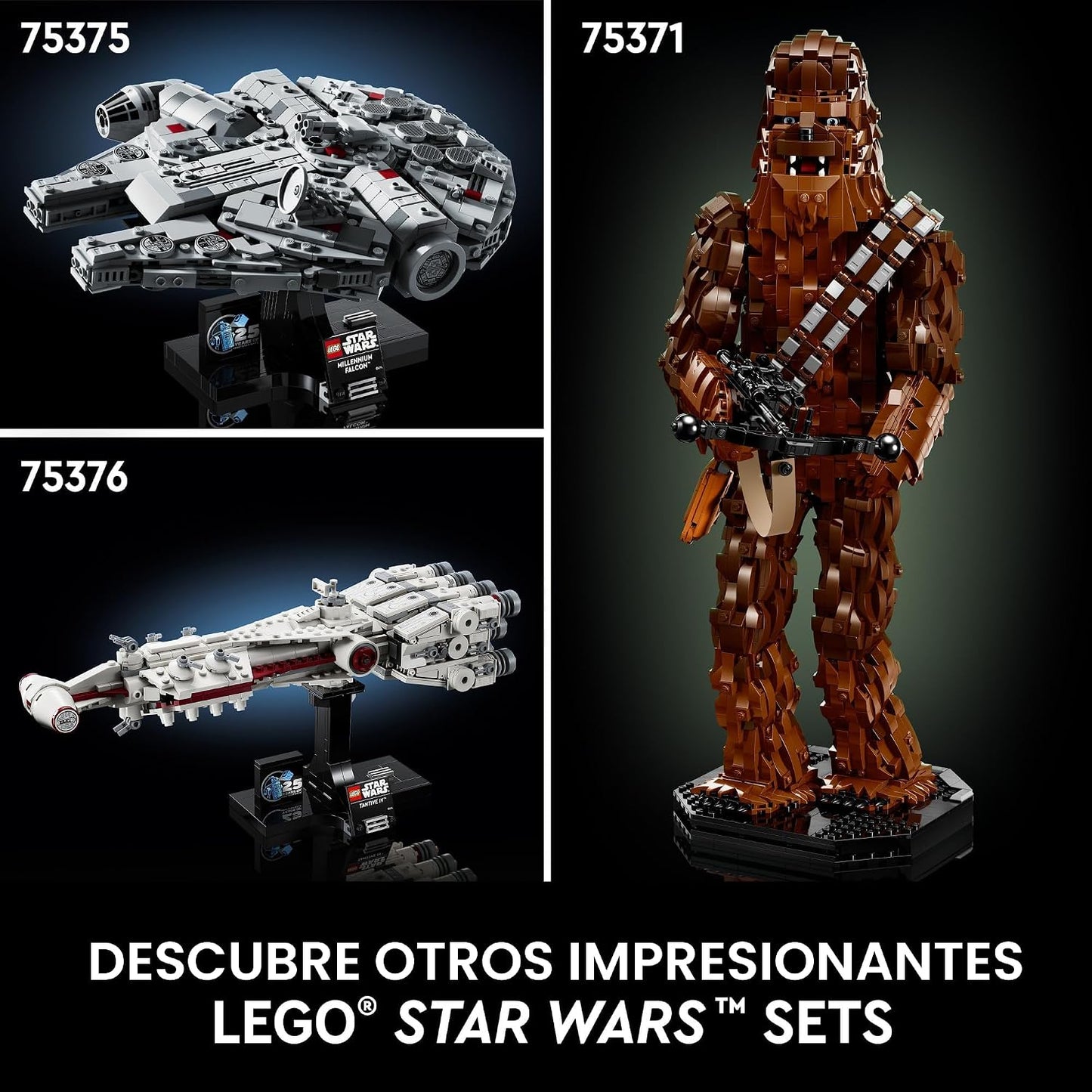 LEGO Star Wars Millennium Falcon 25 aniversario coleccionable – Juego de construcción de bricolaje para adultos, hombres y mujeres, a partir de 18 años – Un modelo de New Hope con soporte de exhibición – Regalo de Star Wars – 75375