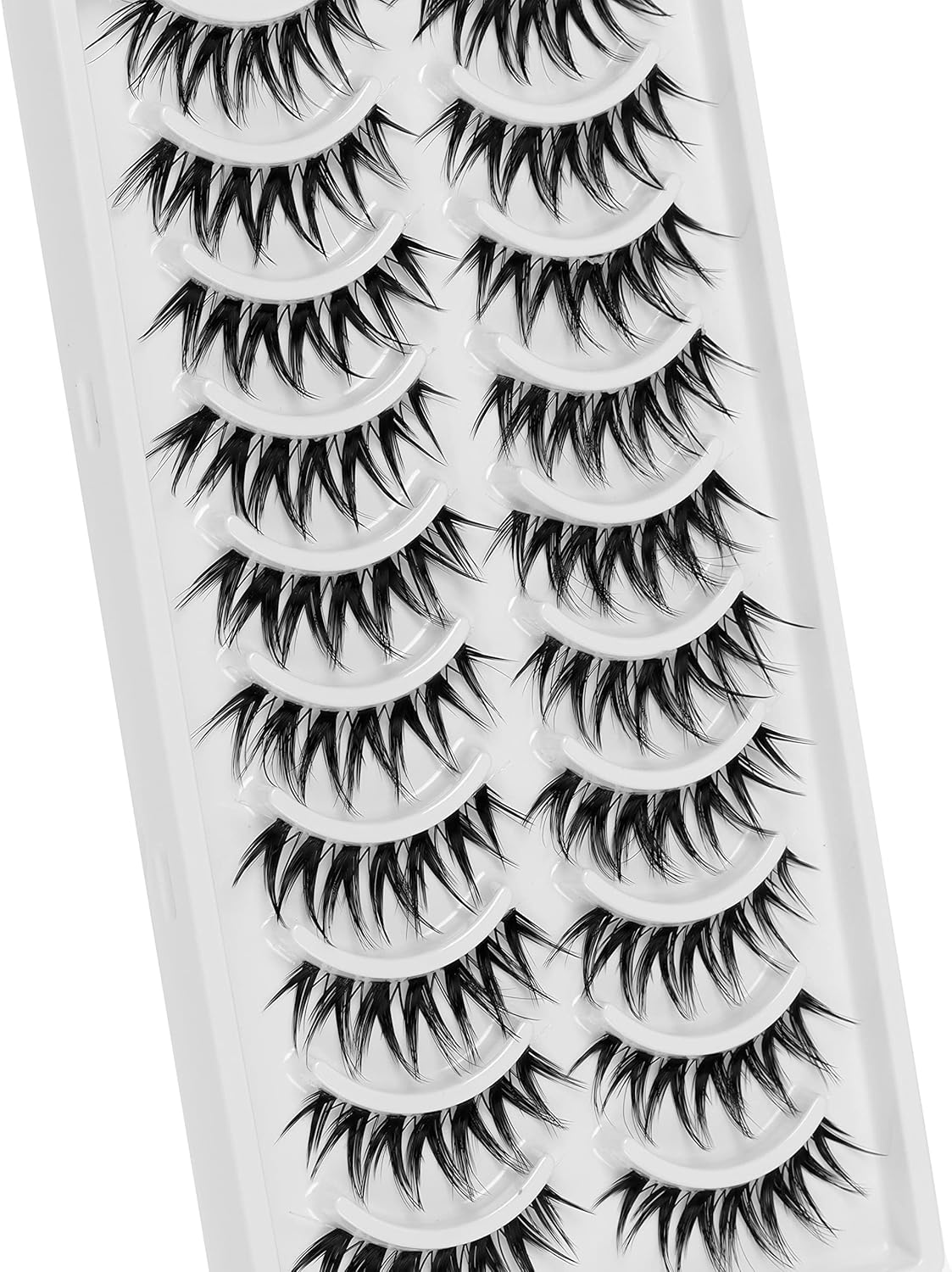 10 Pairs Cat Eye Lashes Clear Band Fluffy Natural False Eyelashes 3D Soft Volume Lashes Look Like Eyelash Extensions Reusable Fake Min Crush (C01)