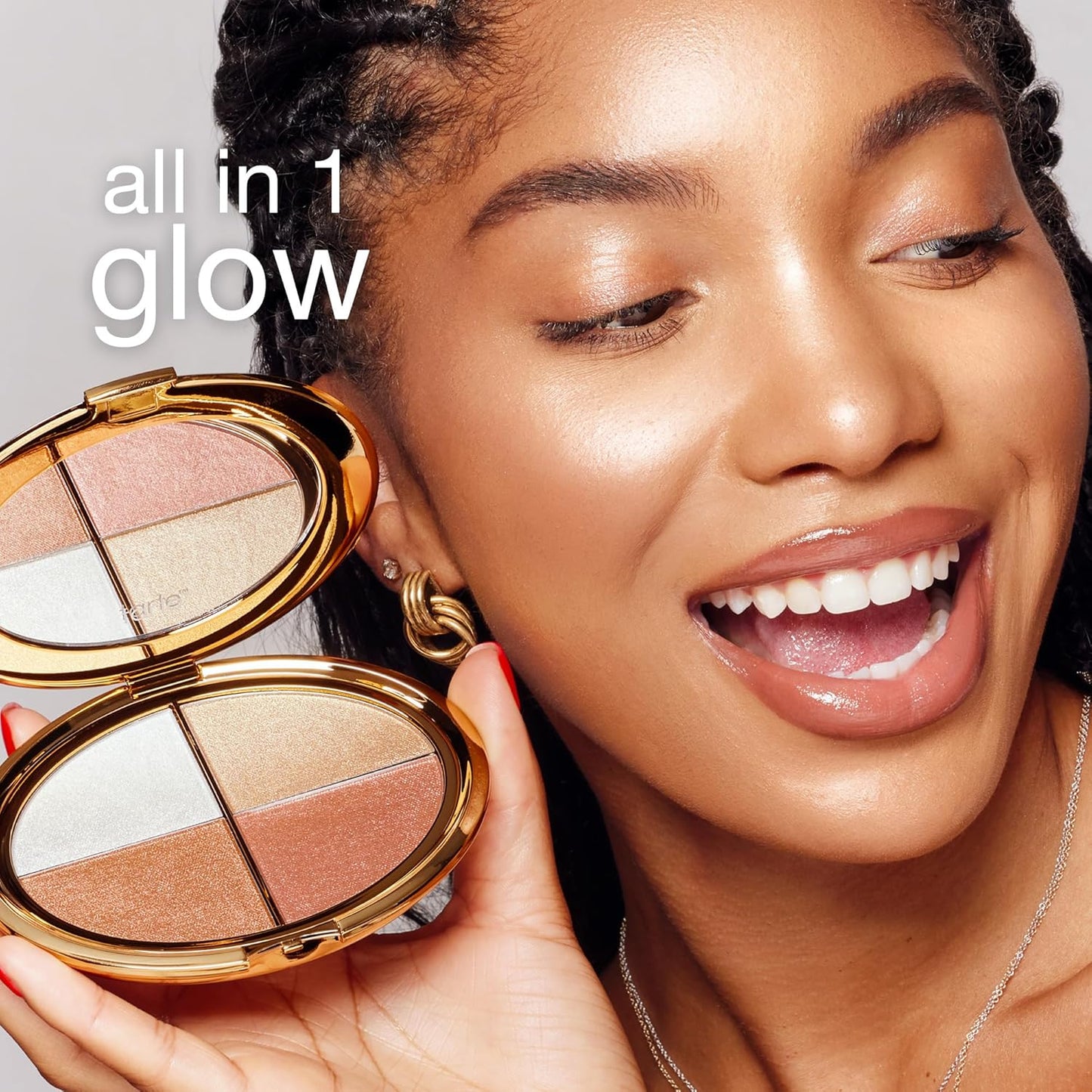 tarte Glow Wardrobe resaltando paleta de ojos y mejillas – Resaltador, rubor, bronce y sombra de ojos, maquillaje viral todo en uno para cara y ojos para Everday Radiant Blendable Glow, vegano y libre