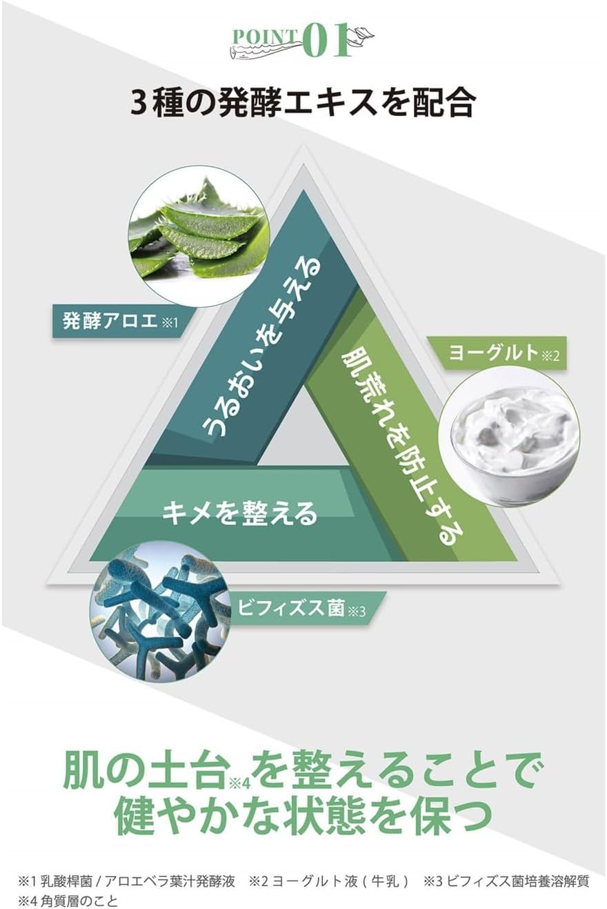 Aloe Made Fermented Gel AY 3.5 oz (100 g), All-in-One (Niacinamide, Vitamin C Derivative, Ceramide, Next Generation Retinol), Aloe Yogurt Scent