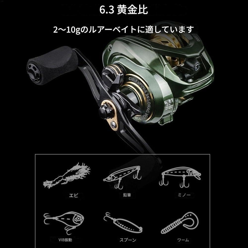 Bait Reel Bait Finesse Reel 6.3:1 Fishing Reel Lightweight Max Drag Speed Ratio 10pcs N48 Strong Magnets for Pool Saltwater Stream Fishing Octopus Fishing Jigging Bass Fishing Bass Fishing