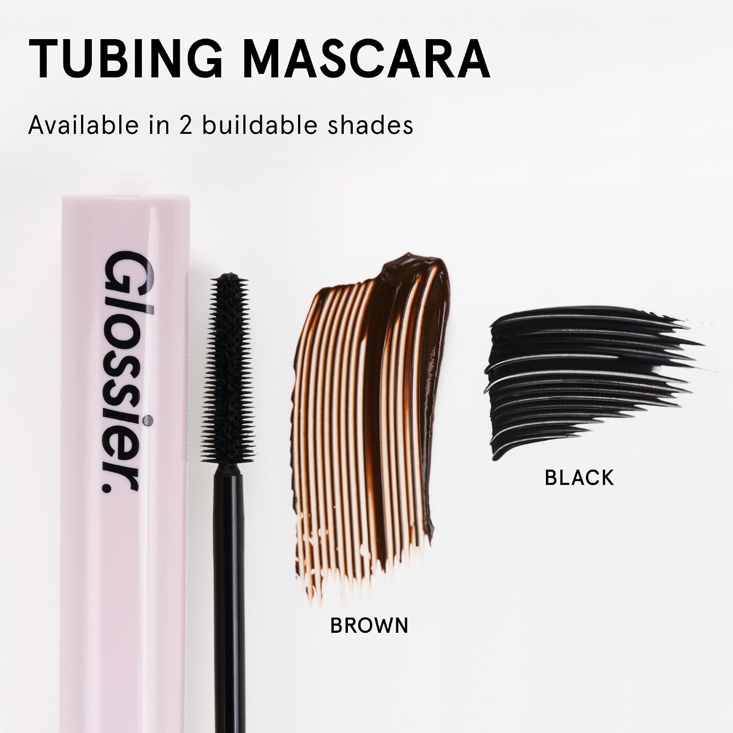 Glossier Lash Slick Lengthening Mascara, Black - Weightless Tubing Mascara + Conditioning Vegan Biotin & Japanese Fibers - Up to 12Hr Wear, Smudge Resistant, Precise Application, True Black, 0.29 oz