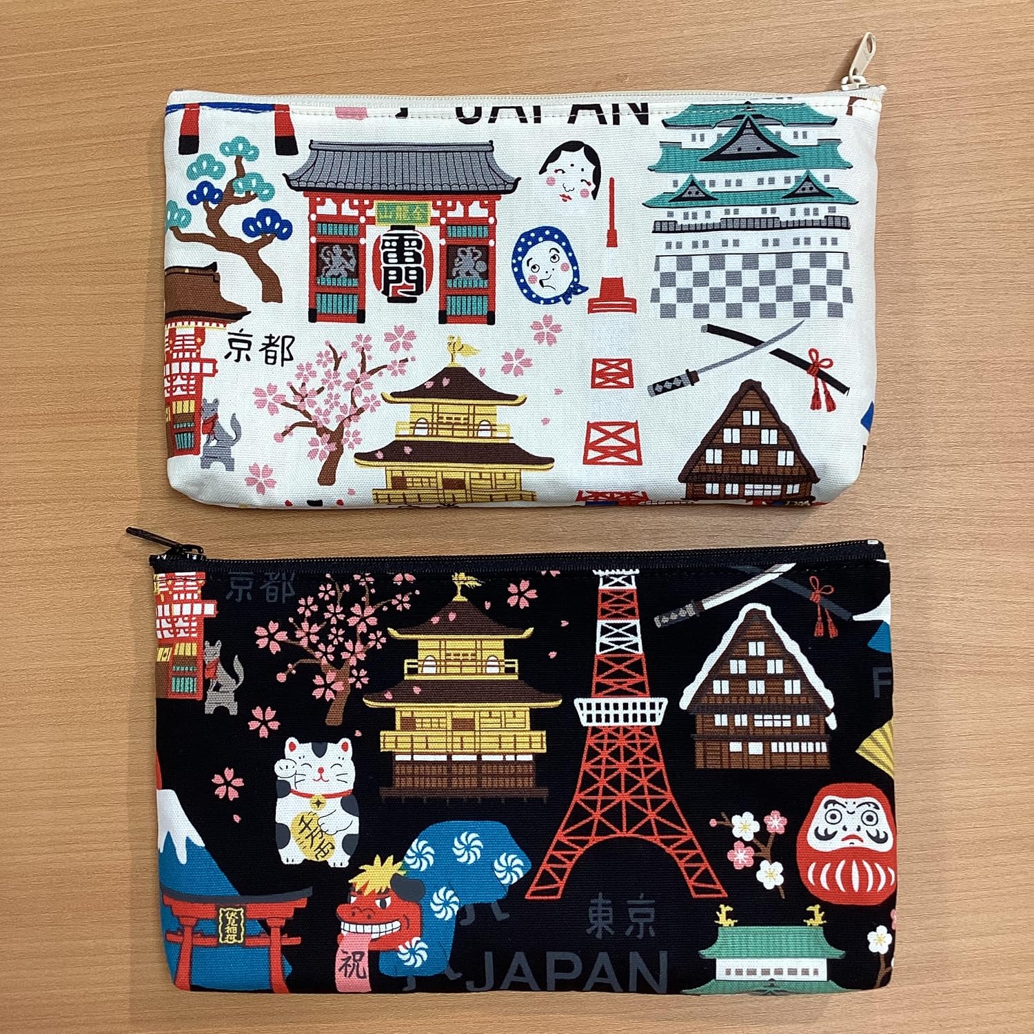 Kyoyu Pouch, Hello Nippon, Tokyo, Kyoto, Mount Fuji, Kaminarimon, Kinkaku-ji, Castle, Made in Japan, Cotton