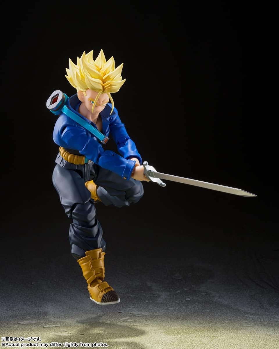 BANDAI SPIRITS S.H. Figuarts Dragon Ball Z Super Saiyan Trunks - Boy From The Future, Approx. 5.5 inches (140 mm), PVC & ABS Pre-painted Action Figure
